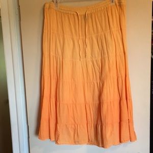 Pretty crinkle cotton light orange ombré maxi skirt